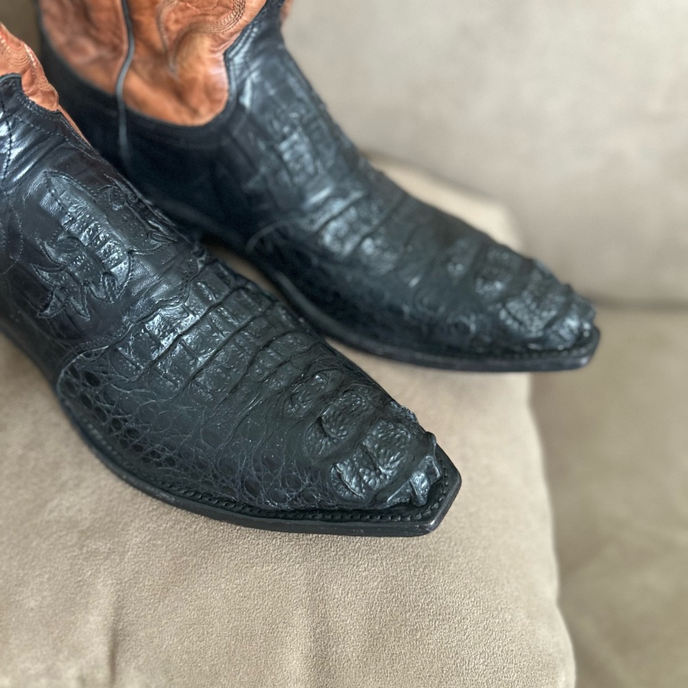Lucchese Caiman Crocodile exotic leather skin boots. 10 D - Picture 2 of 16